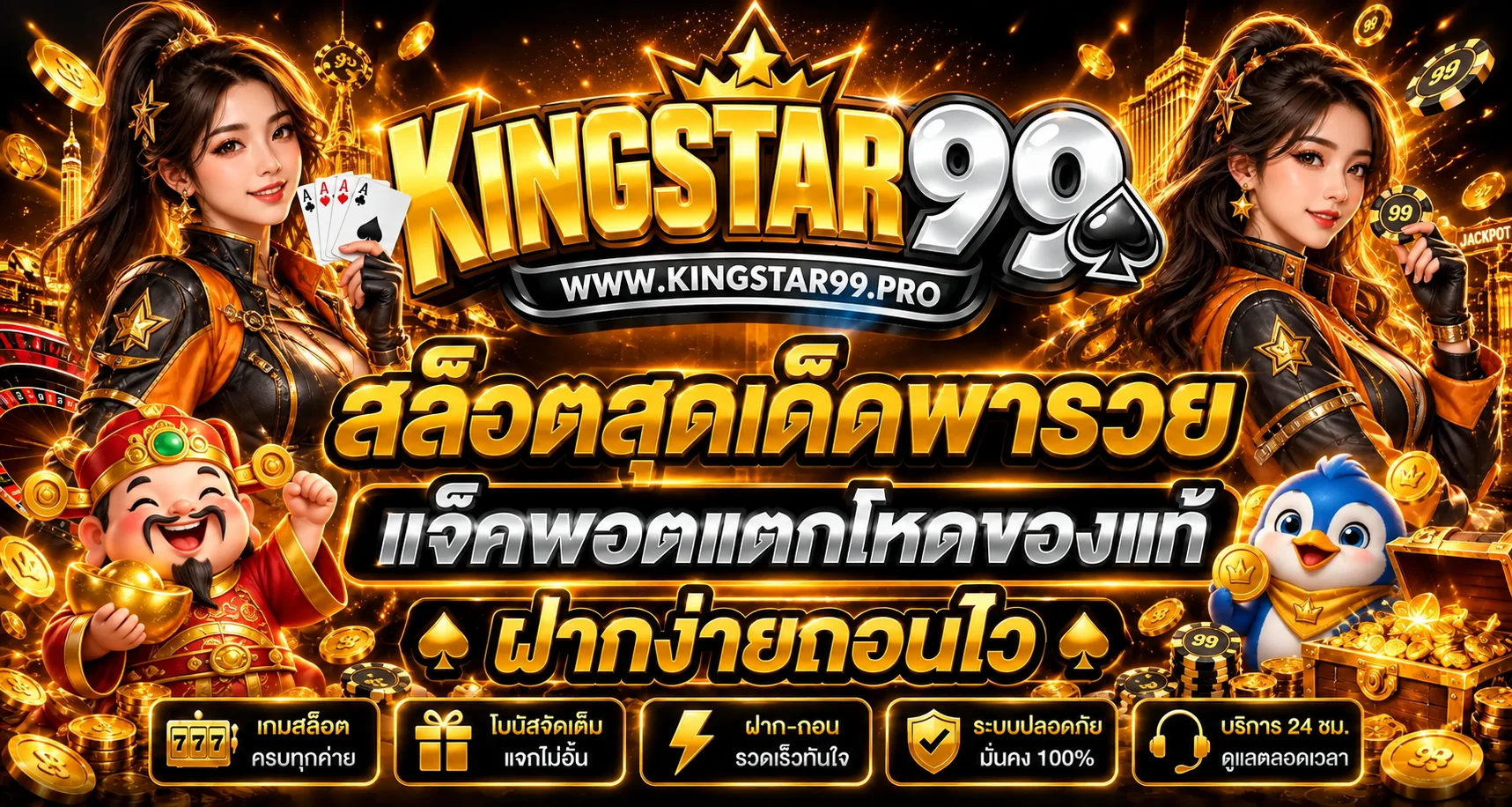 kingstar99 สล็อตออนไลน์ พร้อมเกมและตัวละครสไตล์ PG Soft